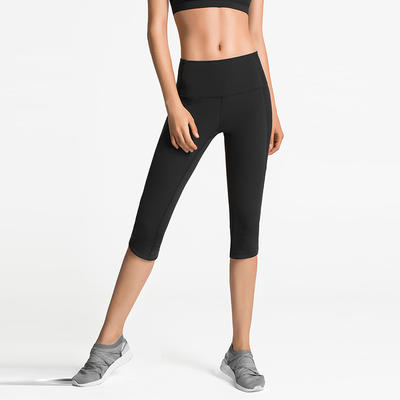 High Quality Spandex Polyester Active Wear Leggings Women Mesh Insert Black Yoga Capris