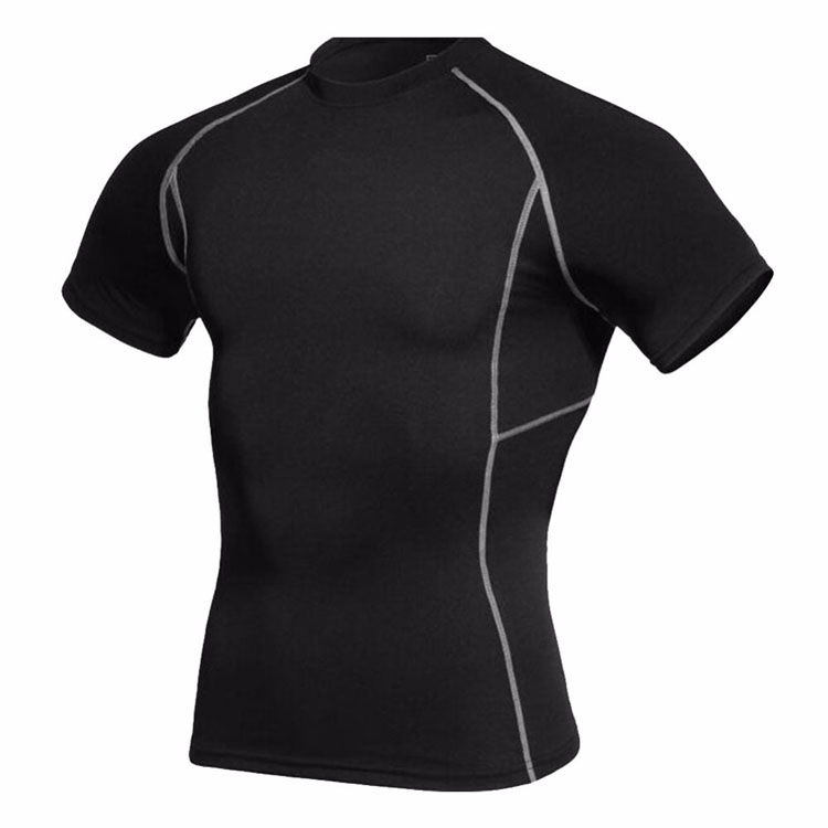 Custom Short Sleeve Fitness Gym Clothes Mens Blank Compression Running Shirts