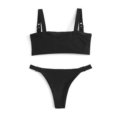 Black Two Piece Swimsuit Swimwear Custom Logo Microkini Beach Bikini