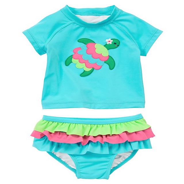 Wholesale Private Label Shortsleeves Turtle Children Summer Swimwear