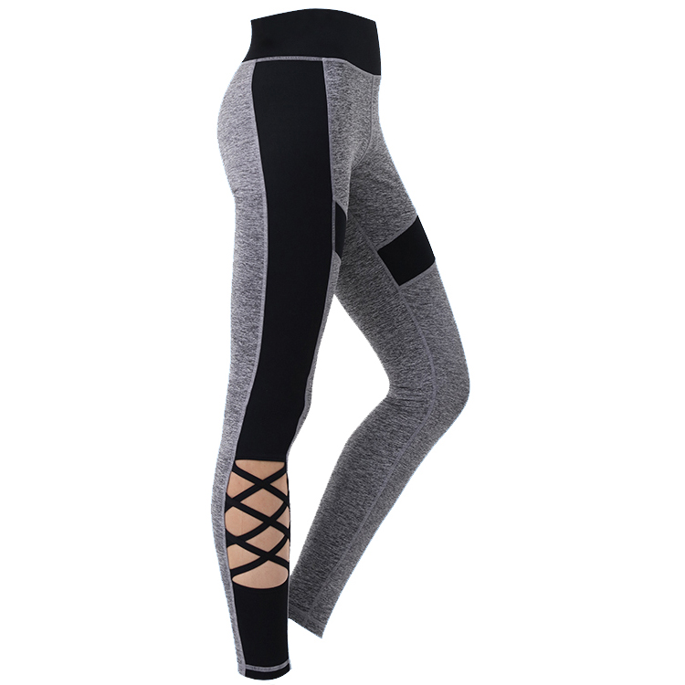 Fashionable Girls Yoga Leggings Sexy Side Cross Workout Leggings Sports Gym Tights Fitness