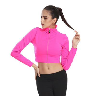 Breathable Gym Wear Long Sleeves T shirt with Zip Fitness Yoga Wear