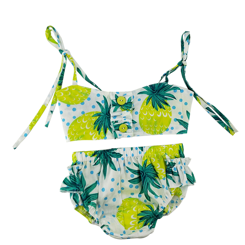 Fruit Printing Girls Swimming Outfit 2 Pieces Girls Beachwear